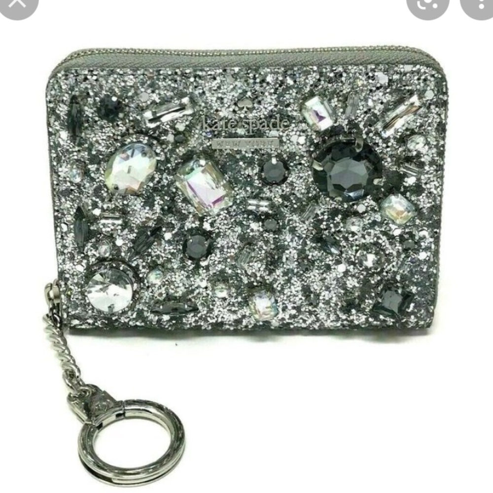 Kate Spade Silver Brighton Lane Dani Glitter Stone Wallet